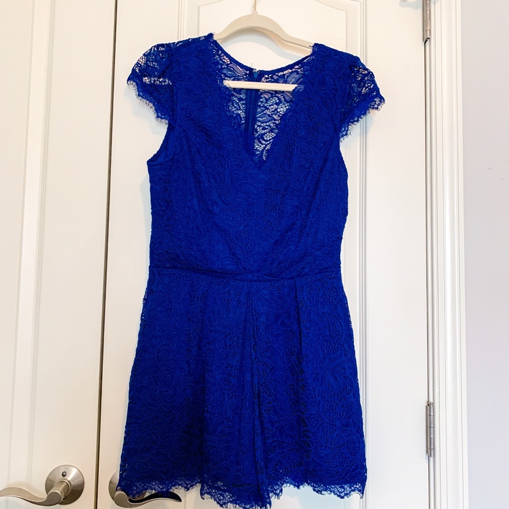 NWT Adelyn Rae royal blue lace romper